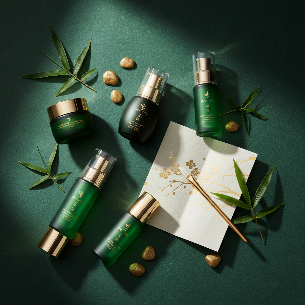 Green Gold Flatlay Skincare