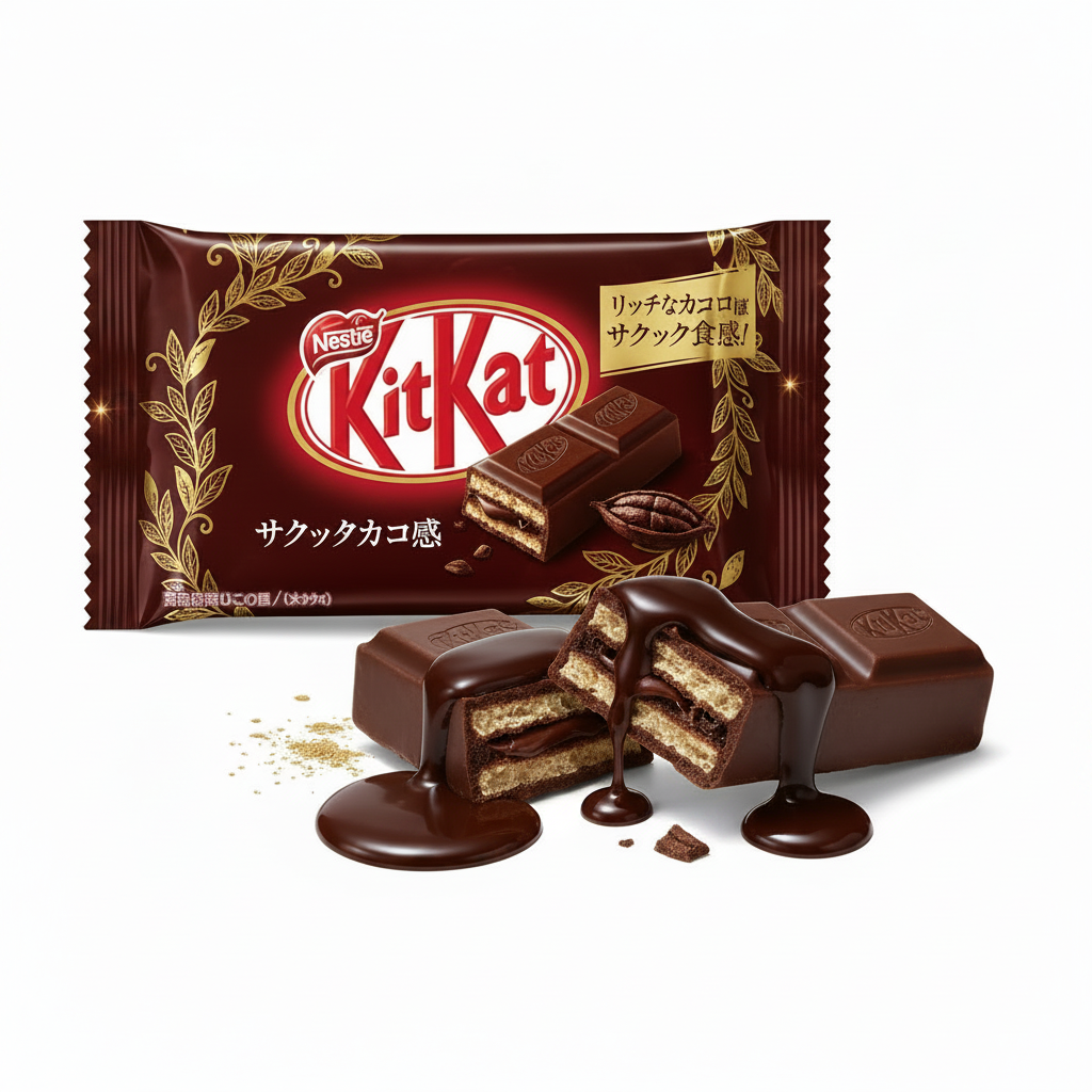 Authentic Japanese Nestle KitKat dark chocolate 11 pieces – professional studio product display, imported from Japan, available in Bangladesh