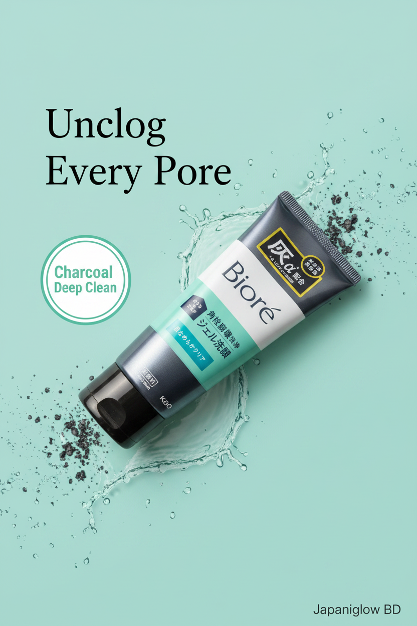biore-charcoal-gel-facial-wash-pore-unclogging-200g-bangladesh-japaniglow-bd